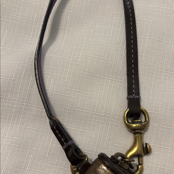 VTG Coach Brown Patchwork crossbody & wristlet Suede leather canvas boho Y2K - Picture 11 of 16